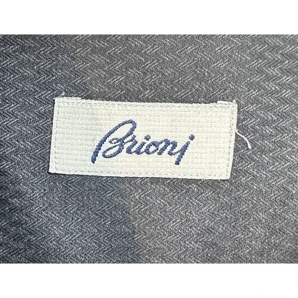 Brioni Long Sleve Button Up Dress Shirt Black Textured Italy Mens Size XL Cotton